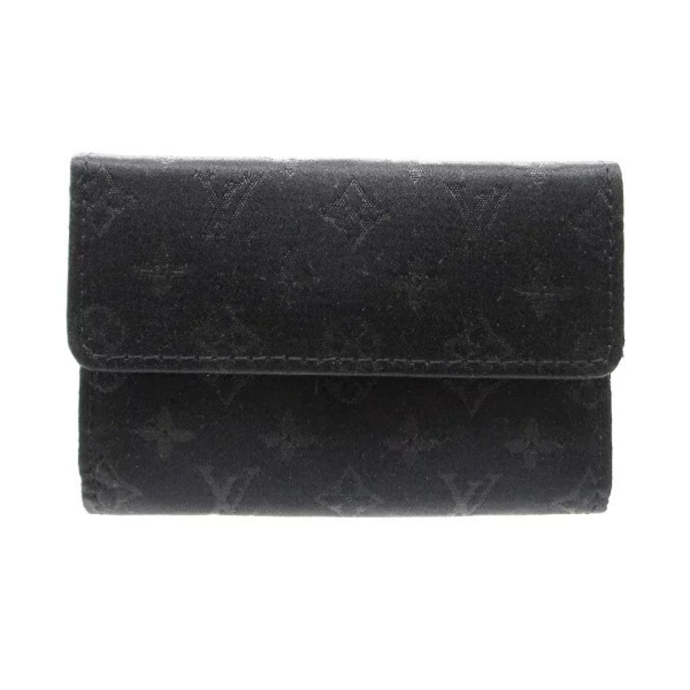 Louis Vuitton Portemonnaie Satin Monogram coin case Wallet Black LV